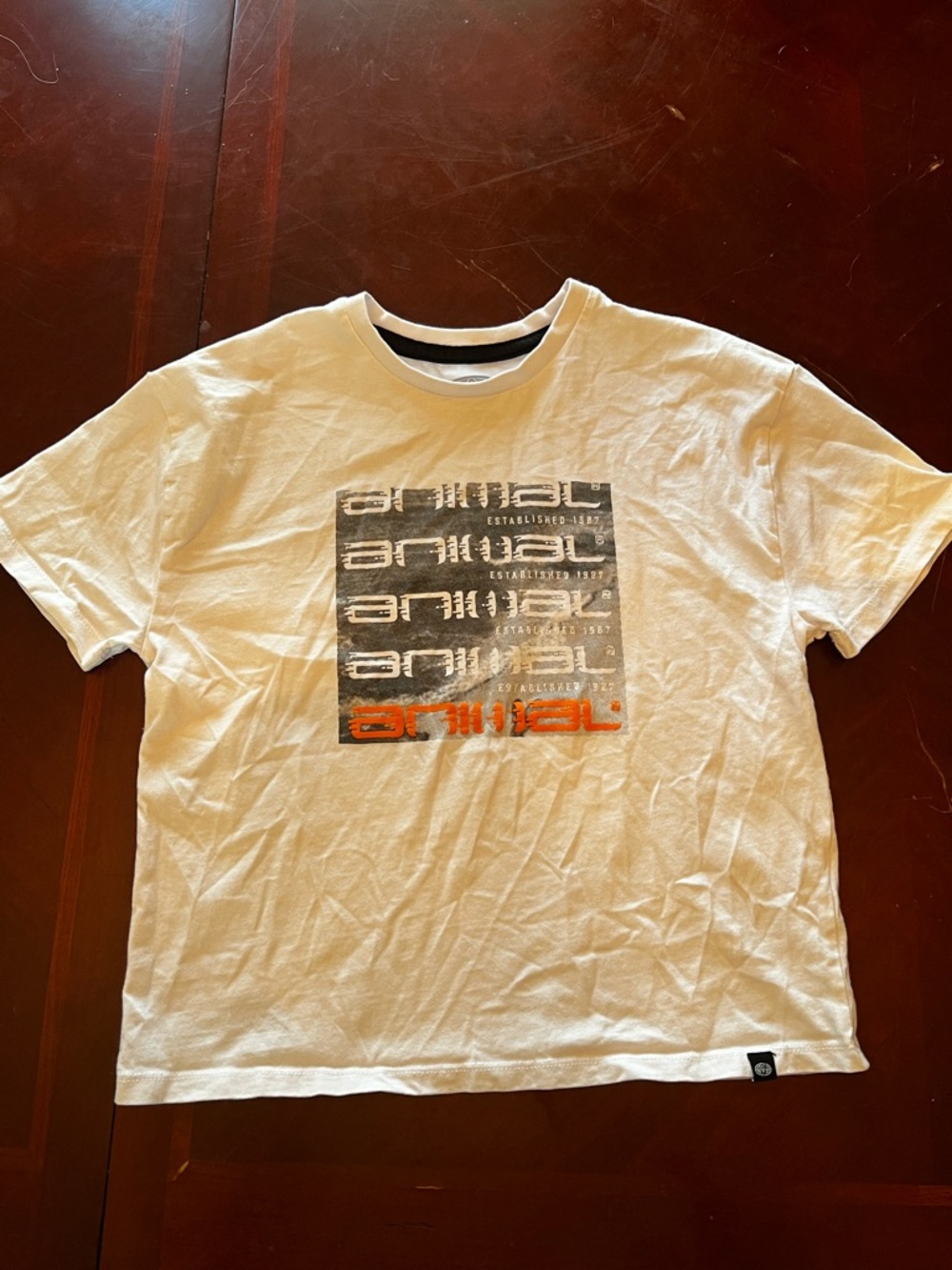 Animal White Short-Sleeve Tee with Gray and Orange Center Graphic